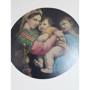 Raphael Print Madonna of the Chair Vintage 54639